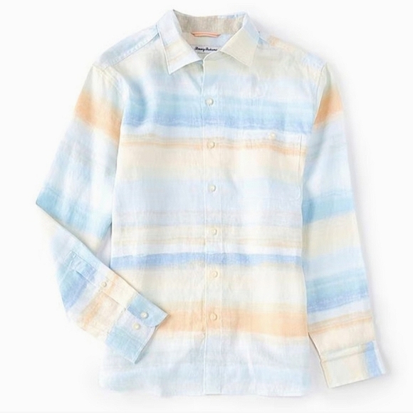 SALE 🛍️ Tommy Bahama Shirts Tommy Bahama Sun Harbor Stripe Linen Shirt Size XXL - Picture 1 of 6